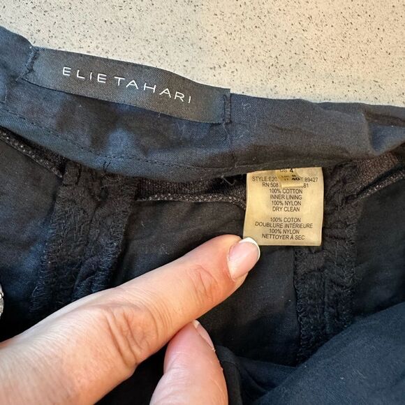 Elie Tahari Women's Black Floral Embroidered Lace Overlay Melissa Pants Size 4 - Picture 8 of 14